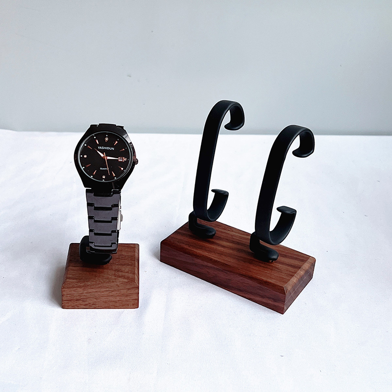 Jewelry And Watches Inc - 木製C型時計ホルダー ジュエリーオーガナイザー ディスプレイスタンド ブレスレット リング イヤリング