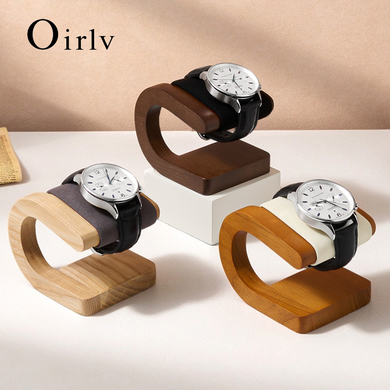 Jewelry And Watches Inc - Oirlv ウォールナット材の腕時計スタンド。新しいC字型の腕時計オーガナイザーで、ブレスレットやジュエリーの収納、腕時計の展示に最適。