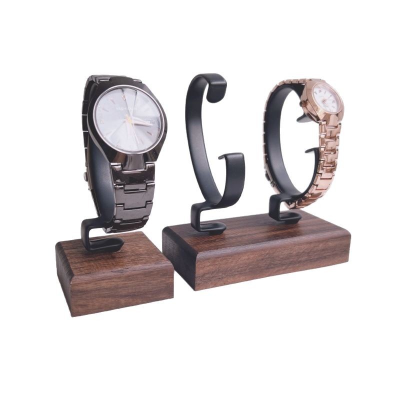 Jewelry And Watches Inc - 1個入りジュエリーオーガナイザー 木製C型腕時計ホルダー ディスプレイスタンド ブレスレット、指輪、イヤリング、腕時計の展示用 無垢材製腕時計スタンド