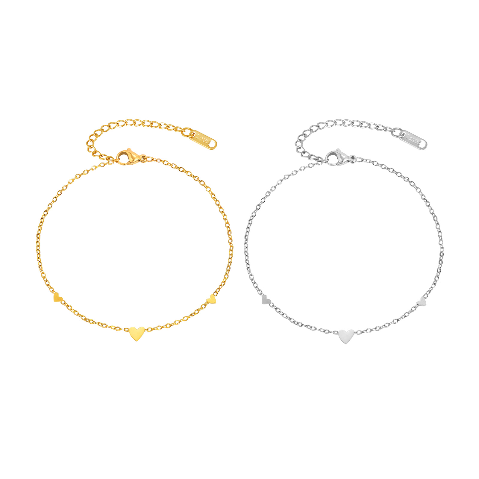 女性用ステンレススチールハートアンクレット、ゴールドメッキの - Jc Jewelry & Watches Photos のレビューと価格