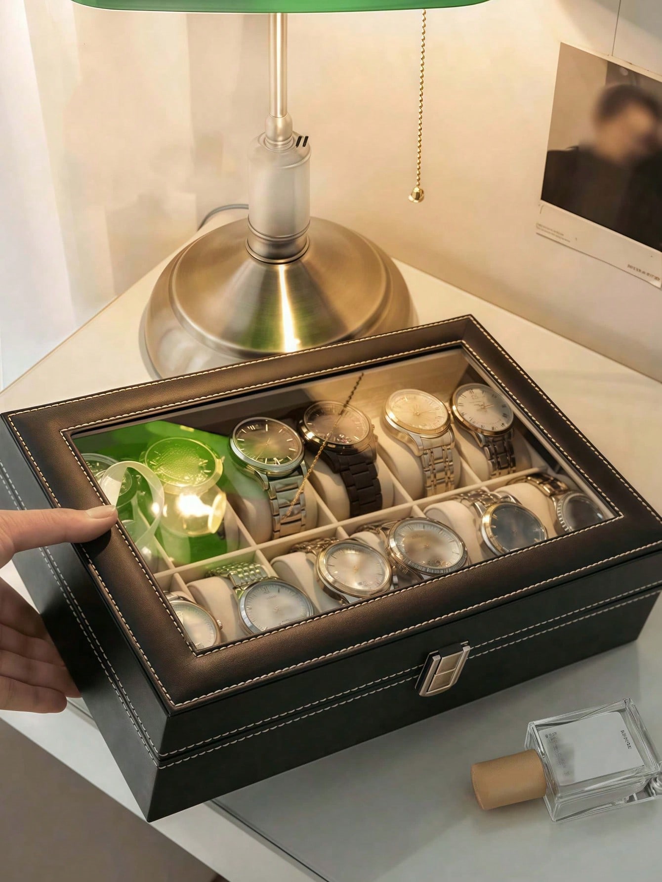 ロック付きレザー時計ボックス、大容量時計ディスプレイケース、 - Watch Display Box のレビューと価格
